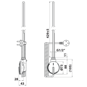 TETE Elektrická vykurovacia tyč s termostatom 600W, biela (GV-600) TT600