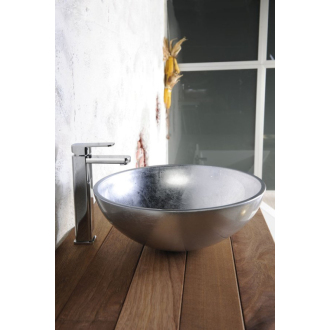MURANO ARGENTO sklenené umývadlo okrúhle 40x14 cm, strieborná AL5318-52