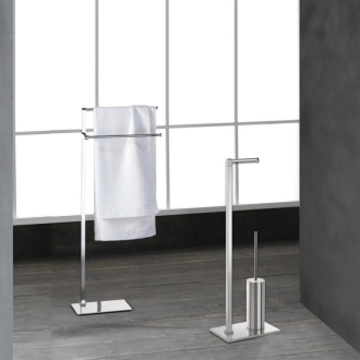 Stojan s držiakom na toaletný papier a WC štetkou, hranatý, chróm 783213