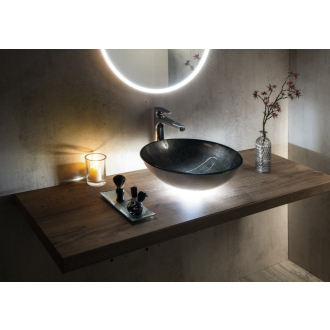 SKIN sklenené umývadlo priemer 42 cm, šedá metalická 2501-16