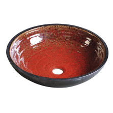 ATTILA keramické umývadlo, priemer 42,5 cm, paradajková červená/petrolejová DK007
