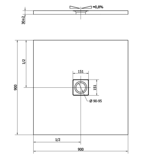 FLEXIA vanička z liateho mramoru s možnosťou úpravy rozmeru, 90x90x3cm 71546