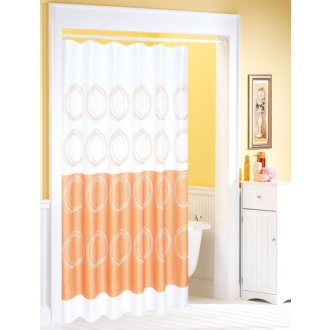 Záves 180x180cm, 100% polyester, biela/oranžová 16474