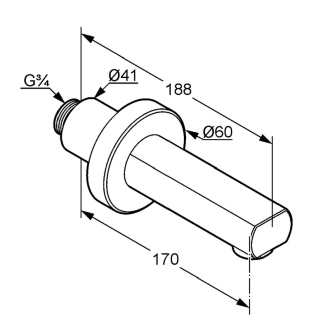 KLUDI ZENTA 1350005 vaňový výtok 170 mm DN20