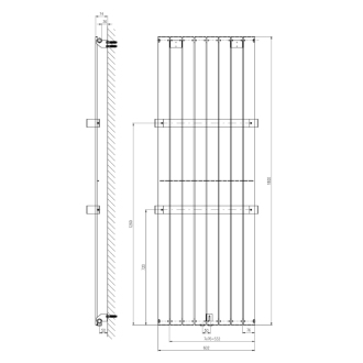 COLONNA vykurovacie teleso 602x1800mm, metalická strieborná IR146