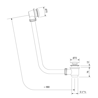 Vaňová súprava bez napúšťania, click clack, dĺžka 900mm, zátka 72mm, chróm 71679