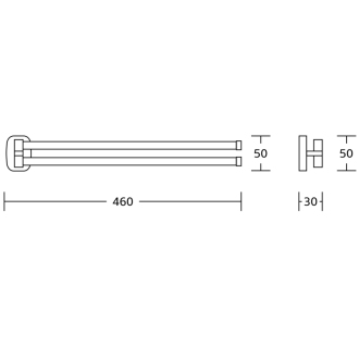 RUMBA otočný držiak uterákov dvojitý, 450mm, chróm RB121