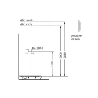 MOLA termostatický sprchový panel 210x1300mm, nástenný 80365