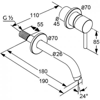 KLUDI BOZZ umývadlová nástenná 382440576 vyloženie 180mm