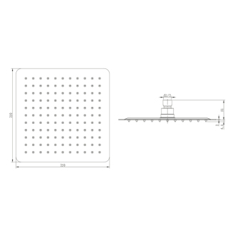 SLIM hlavová sprcha, štvorec 250x250mm, leštená nerez MS564