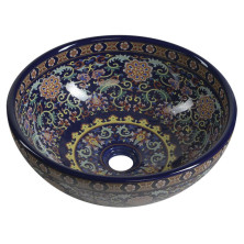 PRIORI keramické umývadlo, priemer 40,5 cm, 15,5 cm, fialová s ornamentami PI022