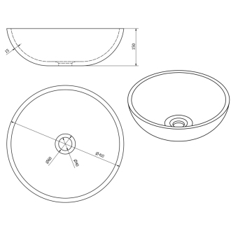 PRIORI keramické umývadlo, priemer 40,5 cm, 15,5 cm, fialová s ornamentami PI022