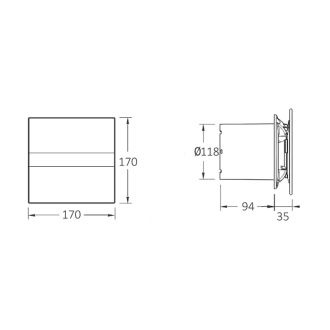 E-120 GTH kúpeľňový ventilátor axiálny s automatom, 6W/11W, potrubie 120mm, biela 00901200