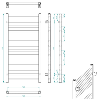 METRO vykurovacie teleso 450x890 mm, chróm 0411-03