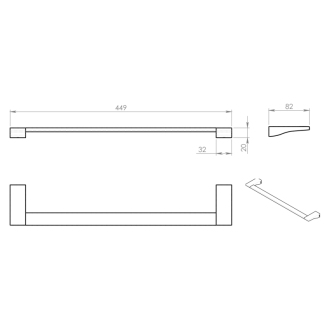 GLAMOUR držiak uterákov 450x82mm, chróm 572145