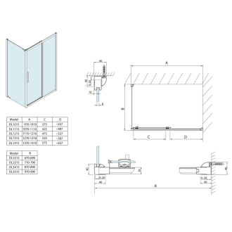 Lucis Line obdĺžnikový sprchovací kút 1100x900mm L/P variant DL1115DL3415