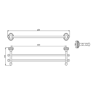 ASTOR dvojitý držiak uterákov, 670 mm, chróm 1325-11