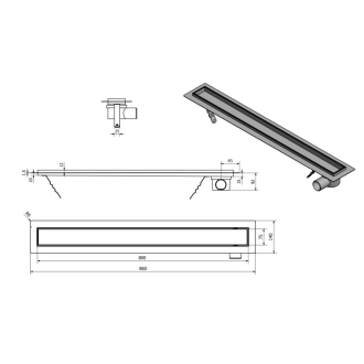 PAVINO Nerezový sprchový kanálik s roštom pre dlažbu, 860x140x92 mm 2710-90