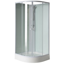 AIGO štvrťkruhový sprchový box 900x900x2060 mm, biely profil, číre sklo YB93