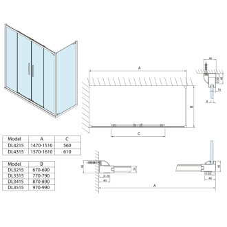 Lucis Line obdĺžnikový sprchovací kút 1500x1000mm L/P variant DL4215DL3515
