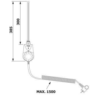 Elektrická vykurovacia tyč s integrovaným termostatom 300W, biela TS-300B
