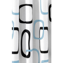 Sprchový záves 180x200cm, polyester, biela/čierna/modrá ZP004