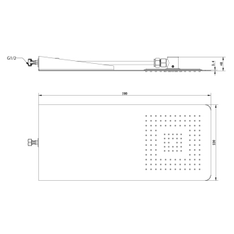 SLIM nástenná hlavová sprcha 220x500x2, 4mm, hranatá, leštená nerez MS733
