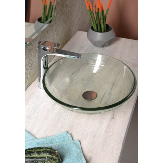 RIPPLE sklenené umývadlo priemer 42 cm, číra s motívom 2501-18