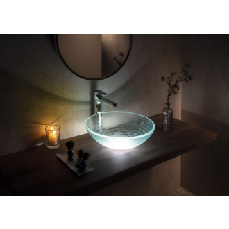 RIPPLE sklenené umývadlo priemer 42 cm, číra s motívom 2501-18