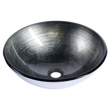 DAMAR sklenené umývadlo priemer 42 cm, tmavo šedá/strieborná 2501-20