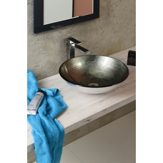 DAMAR sklenené umývadlo priemer 42 cm, tmavo šedá/strieborná 2501-20