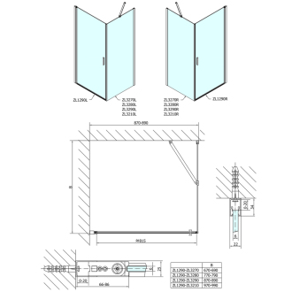 Zoom Line obdĺžnikový sprchovací kút 900x800mm L/P variant ZL1290ZL3280