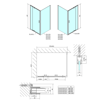 Easy Line obdĺžnikový sprchovací kút pivot dvere 800-900x700mm L/P variant EL1615EL3115