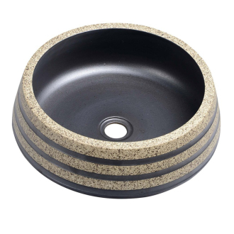 PRIORI keramické umývadlo, priemer 41cm, 15cm, čierna/kameň PI021