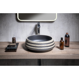 PRIORI keramické umývadlo, priemer 41cm, 15cm, čierna/kameň PI021