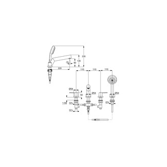 KLUDI PURE&amp;STYLE 404250575 štvorotvorová vaňová batéria na okraj vane