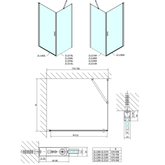 Zoom Line obdĺžnikový sprchovací kút 800x700mm L/P variant ZL1280ZL3270