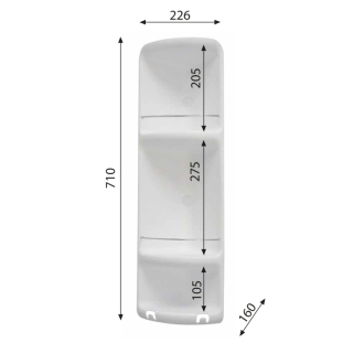 CAESAR trojposchodová rohová polička do sprchy 226x710x160 mm, ABS plast, biela 7081