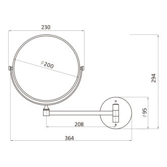 Kozmetické zrkadlo závesné, priemer 200 mm, chróm HY1408