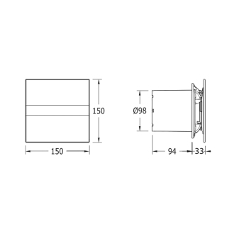 E-100 GB kúpeľňový ventilátor axiálny, 8W, potrubie 100mm, čierna 00900402
