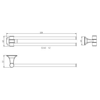 AIDA držiak uterákov dvojitý otočný, 320mm, chróm AI021