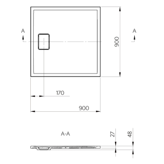ACORA vanička z liateho mramoru, štvorec 90x90x3, 5cm, šedá, dekor kameň AC022