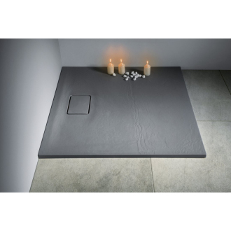 ACORA vanička z liateho mramoru, štvorec 90x90x3, 5cm, šedá, dekor kameň AC022