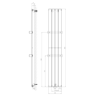 COLONNA vykurovacie teleso 298x1800mm, biela IR140