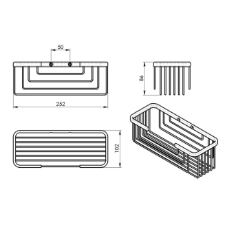 SMART polica, 252x86x102mm, čierna mat 2419-14