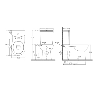 KAIRO WC kombi s bidet. spŕškou, zadný odpad, vrátane splachovacieho mechanizmu PC106