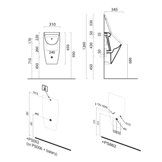 SAND urinal s otvormi pre veko 909811