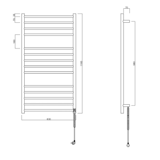 REDONDO Elektrický sušiak uteráka s casovacom, okrúhly, 630x1160 mm, 130 W, nerez ER230T