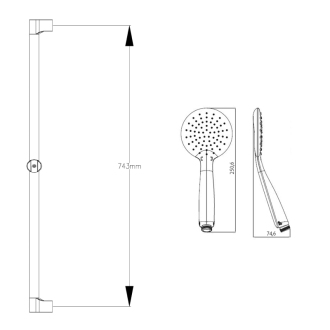 WANDA sprchová súprava s mydelničkou, posuvný držiak, 790 mm, chróm 1202-27