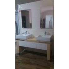 KLUDI ESPRIT nábytková zostava spodné skrinky 140cm s 2 umývadlami 50cm +2x zrkadlo krištáľ